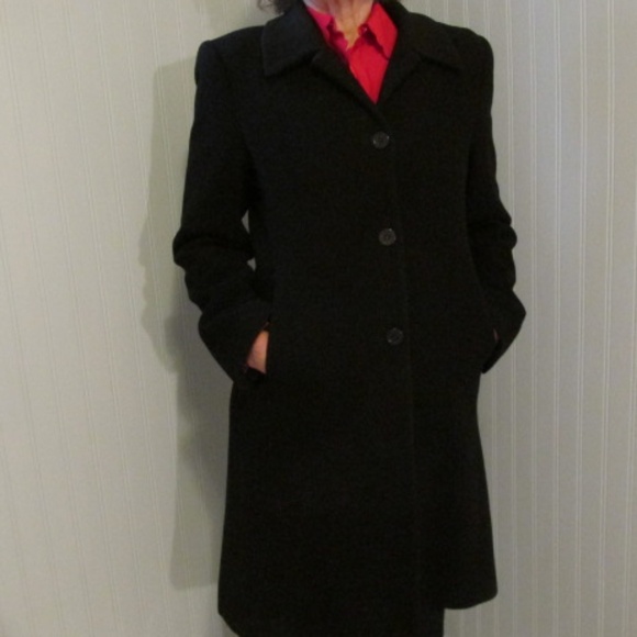 Vintage Black Talbots Wool/Cashmere Blend Coat, Size 8P - Picture 1 of 5